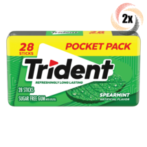 2x Packs Trident Pocket Pack Spearmint Flavor Chewing Gum | 28 Sticks Per Pack - £8.89 GBP