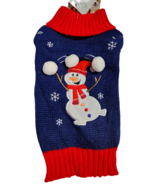 Puppy Dog Blue Christmas Warm Winter Sweater Snowman Snowball Snow NWT H... - $6.05+