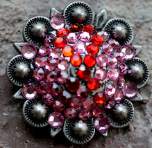 4 Conchos Rhinestone Horse Saddle Western Rodeo Bridle Berry Pink CO114 - $21.77