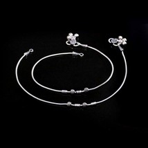 Indian Style Real Solid 925 Silver Anklets for Girls 10.5&quot; - £32.89 GBP