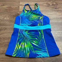 Lands End Womens Blue Green Palm Leaf Racerback Tankini Swim Top Size 2 ... - £22.15 GBP