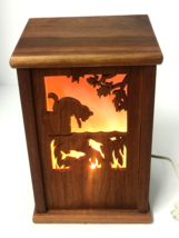 Night Light Wooden Lantern Country Style Lamp with Interchangeable Backg... - $34.99
