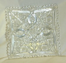 Square Tidbit Candy Dish Ruffle Edge Clear Glass - $12.86