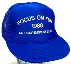 Vtg Focus On Fun 1988 Hat-Citicorp-Diners Club-Blue-Mesh-Snapback-Rope Bill - £17.59 GBP