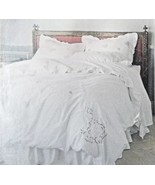 New Twin Duvet Set W/Sham White Floral 100% Cotton Shabby Chic Cottage A... - $46.39