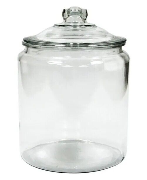 Anchor Hocking ~ 1/2 Gallon ~ Clear Glass ~ Apothecary Jar ~ Canister w/Lid - £29.90 GBP