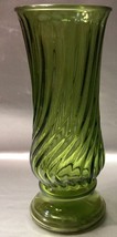 Inarco E-5442 Green Glass Vase Ribbed Swirl Pattern Vintage Made In USA - £6.40 GBP