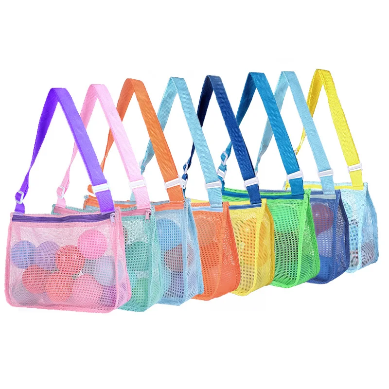 Mesh Beach Tote Bag For Kids Seashell Bags Colorful Mesh Beach Bags SandToys - £8.72 GBP