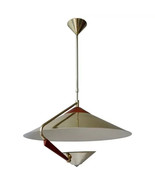 Hollywood Regency Italian Brass and Wood Pendant Lamp By UT-07 - $849.15