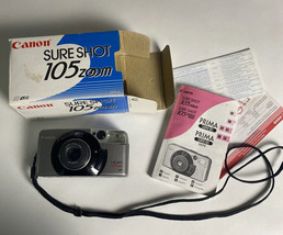 Canon Sure Shot 105 ZOOM 35mm Film Camera 38-105mm Focus Manual, And Box - £44.10 GBP