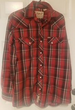 Rafter C Cowboy Collection Premium Quality Pearl Snap Red Black Plaid Sz... - £12.15 GBP