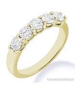 Round Cut Forever Brilliant Moissanite 14k Yellow Gold 5-Stone Band Wedd... - £334.88 GBP+