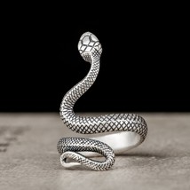 Vintage 100% 925 Sterling Silver Snake Ring For Men and Women Gothic Street Hip  - £23.22 GBP