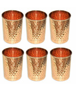 Beautiful Copper Water Glass Hammered Drinking Tumbler Cup 300ML Each Se... - £28.51 GBP