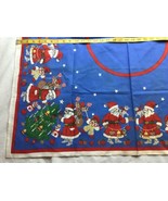 Vtg Xmas Tablecloth with Santa Cats Clowns and Stains - $38.59