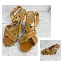 Naughty Monkey 7.5 Wedge Cris Crossed Crochet High Heel Shoes Slip On Sa... - $37.49