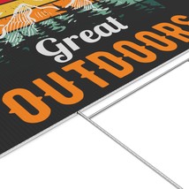 Retro Great Outdoors Lawn Sign with Sunset Mountain Range Design, 22'' x 15'' Po - $48.41