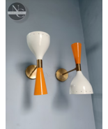 Set of 2  Mid Century Brass Wall Sconce Pair Italian Adjustable Diabolo ... - $181.07