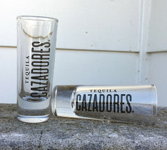 2 Cazadores Tequila Tall Shooter Shot Glasses 2 oz black logo - $22.72