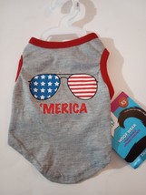 Playon! Woofwear X-Small  Dog Tank Top “Merica” Red, White &amp; Blue Flag &amp;... - £7.60 GBP