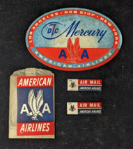 Vintage American Airlines Travel Decal Luggage Stickers Mercury LA to NY - £18.10 GBP