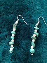 turquoise beaded dangling earrings pierced - £15.93 GBP