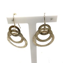 Vintage Signed Sterling RLM Mexico Handmade Hammered Circles Dangle Earrings - £38.77 GBP