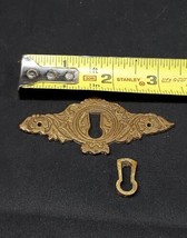 Orig. 1860s Eastlake Brass Skeleton Key Hole Cover Escutcheon Ornate Flo... - $18.52