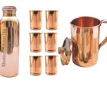 Pure Copper Water Pitcher Jug Smooth 1500ML Plain Bottle Tumbler Glass S... - $71.77