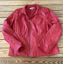 Peter Nygard Women’s Faux leather Perforated full zip Jacket size L Red Ai - £31.53 GBP