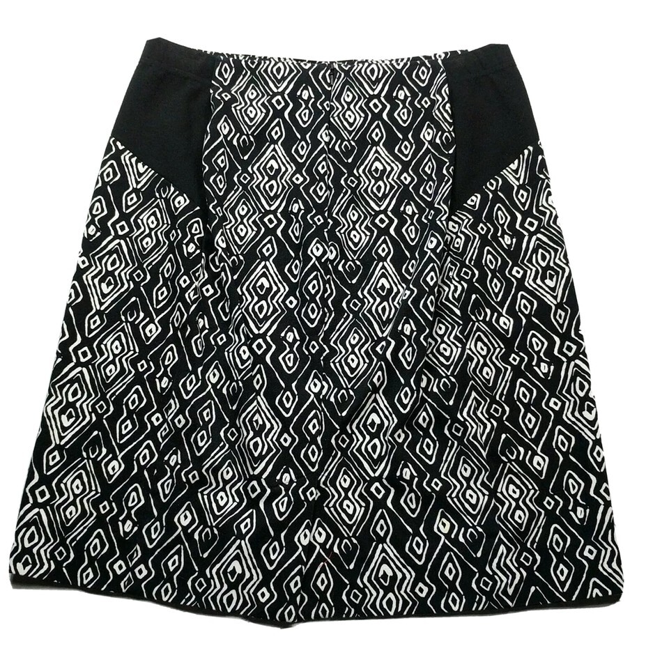 Chicos Womens A Line Skirt Size 0.5 Small Black White Geometric Back Zip Item image 2