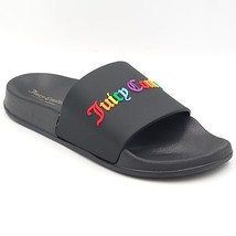 Juicy Couture Women Whimsey Pool Slide Sandals Size US 9 Black Rainbow Logo - £23.67 GBP