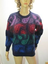 Clever Shepherd 100% Pure Wool Paisley Design Multi-Color Pullover Sweater Euc - £15.69 GBP