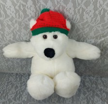 Commonwealth Teddy Bear White Red Green Hat Christmas 17&quot; Plush Stuffed 1993 90s - $45.93