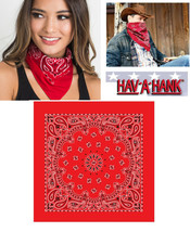 Hav-A-Hank RED Paisley BANDANA Cotton Head Face Wrap Mask Neck Scarf Cover Hanky - £6.38 GBP