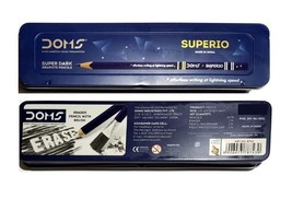 1 Box- Doms superio super dark Graphite 10 pencils, sharpener eraser in ... - £15.41 GBP