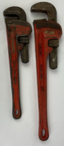 LOT Used Ridgid 18” &amp; 14&#39;&#39; pipe wrenches Ridge Tool Co USA Vintage Tool ... - $39.59