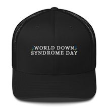World Down Syndrome Awareness Embroidery Trucker Cap Black - £22.93 GBP