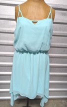 VTG Guess Dress Size M Robins Egg Tiffany Blue Strap Handkerchief Skirt Chiffon - £59.25 GBP