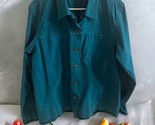 Blassport Women&#39;s Size Large Jean Cotton Jacket Teal Spring Summer Fall - $39.59