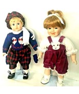 HERITAGE MINT LTD©1992© PORCELAIN DOLLS, GIRL &amp; BOY 13.5 INCHES TALL w/S... - $101.18 CAD