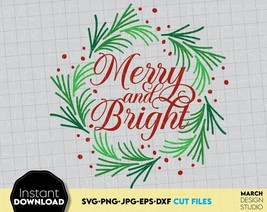 Merry and Bright SVG, Christmas SVG, Christmas Shirt SVG, Merry Christmas svg - £2.39 GBP