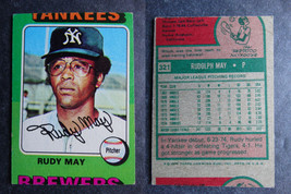 1975 Topps Mini #321 Rudy May Yankees Miscut Error Oddball Baseball Card - $4.99