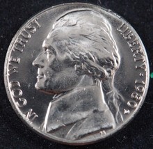 1980 D Jefferson Nickel 5 Cents (BU) Brilliant Uncirculated US Coin - £2.33 GBP