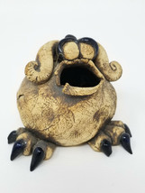 Toad Figurine Nightmare Squat Wide Mouth Claw Feet Vintage Handmade Ceramic - $17.05