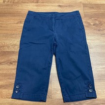 Talbots Solid Navy Blue Pedal Pusher Shorts Size 6P Small Petite Stretch Capris - £23.66 GBP