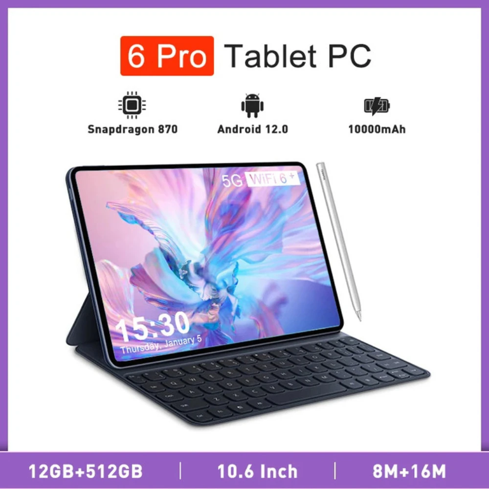 2023 New Global Version Android 12.0 Pad 6 Pro Snapdragon 870 Tablet PC 5G Dual - £168.40 GBP+