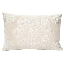 Mancini Medallion Embroidered 16x24 Throw Pillow, Natural and Cream, Thr... - $83.95+