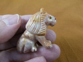 Y-LIO-SI-1 white red gray LION wild cat carving SOAPSTONE PERU FIGURINE cub - £6.84 GBP