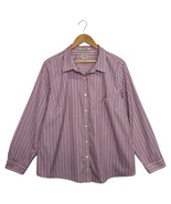 LL Bean Top Womens 2X Purple Striped Wrinkle Resistant Button Up Long Sl... - $461.80 MXN